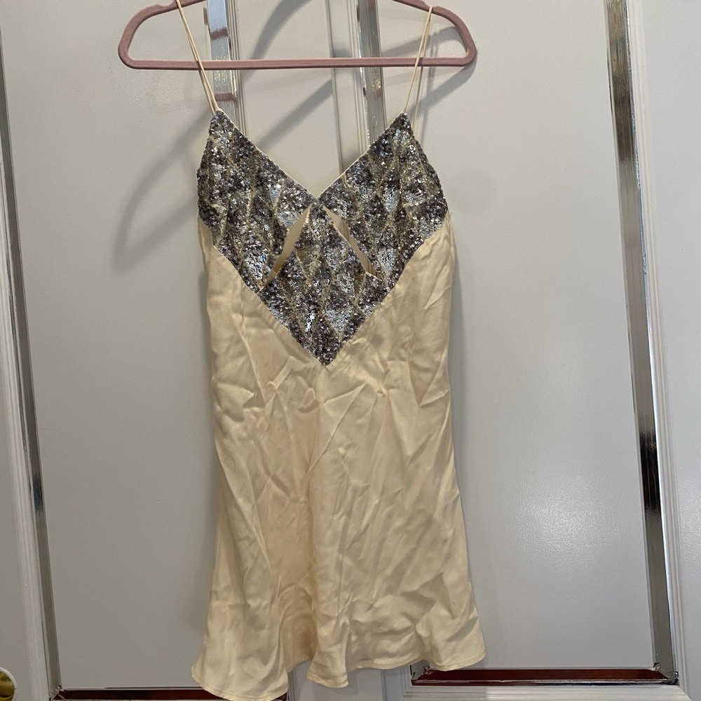 Zara sparkly champagne slip dress